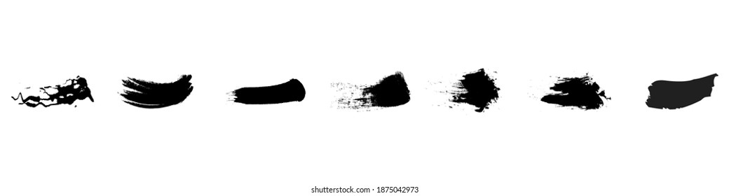 Big collection of black paint, ink brush strokes, brushes, lines, grungy, circles. Freehand drawing vector illustration isolated on white background