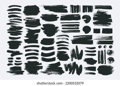 Große Kollektion von schwarzer Farbe, Pinselstriche, Pinsel, Linien, grungy. Vektorgrafik. Einzeln auf weißem Hintergrund. Freeheuse-Zeichnung