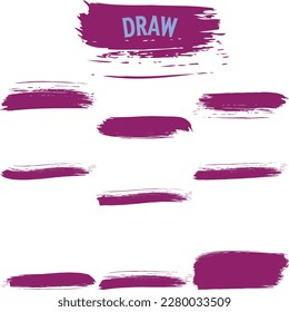 Big collection of black paint, ink brush strokes, brushes, lines, grungy. Dirty artistic design elements, boxes, frames. Vector illustration. Isolated on white background. Freehand drawing.
