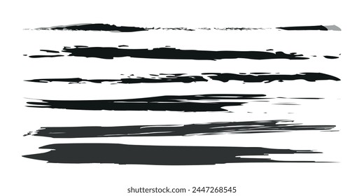 Big collection of black paint, ink brush strokes, brushes, lines, grungy. Dirty artistic design elements, boxes, frames. Vector illustration