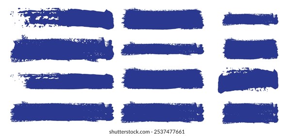 Grande coleção de tinta preta, pincéis de tinta, pincéis, linhas. Elementos de design artístico sujos. Ilustração vetorial. Isolado no fundo branco.

