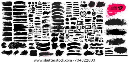 Big collection of black paint, ink brush strokes, brushes, lines, grungy. Dirty artistic design elements, boxes, frames. Vector illustration. Isolated on white background. Freehand drawing. Foto d'archivio © 