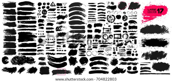 Big collection of black paint, ink brush\
strokes, brushes, lines, grungy. Dirty artistic design elements,\
boxes, frames. Vector illustration. Isolated on white background.\
Freehand drawing.