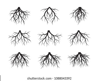 Big Collection Black Root Tree Vector Stock Vector (Royalty Free ...