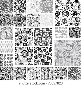 Big collection black-white seamless textures.