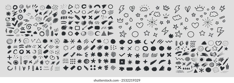 big collection brush strokes vector Set of rectangle and round text boxes