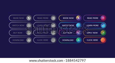 Big collection of buttons. colorful set of different buttons. Web icons. Flat line gradient button collection. Vector illustration