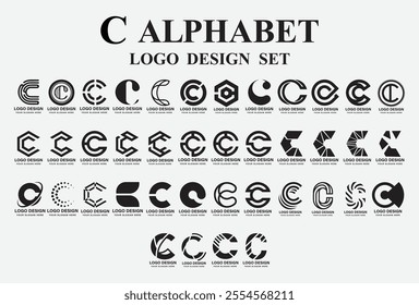 Big collection of C letter logo design. icons for business of luxury, elegant, icon simple.