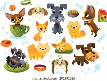 Big collection cartoon dogs