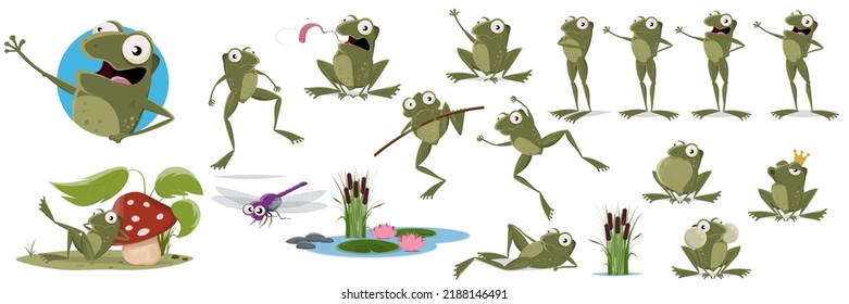 big collection cartoon frog toad