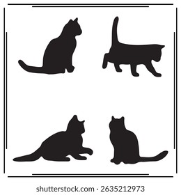 A big collection of cat silhouette set, cat silhouette logo isolated on white background.