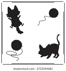 A big collection of cat silhouette set, cat silhouette logo isolated on white background.