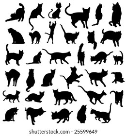 big collection of cat silhouettes