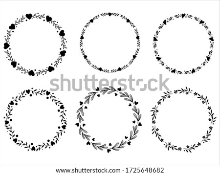 Big collection of circle cute hand drawn floral frames