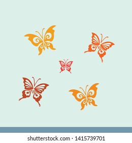 Big collection of colorful butterflies. Vector