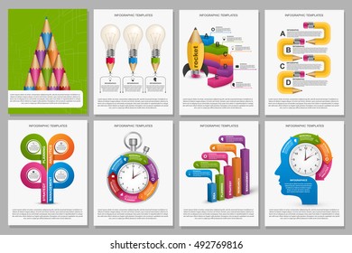 Big collection of colorful infographics. Design elements. 
