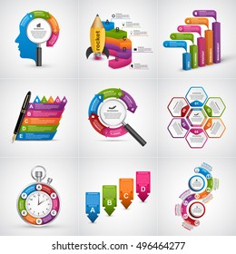 Big collection of colorful infographics. Design elements. 