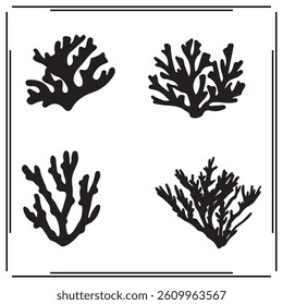 
A big collection of Coral silhouette set, Coral silhouette logo isolated on white background.