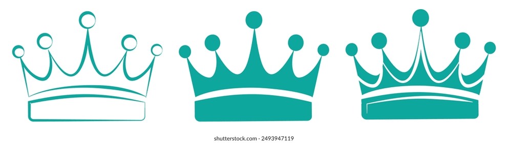 Big collection crowns. Crown icon set. Collection of crown silhouette.