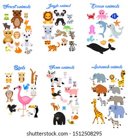 Big collection of cute cartoon animals
