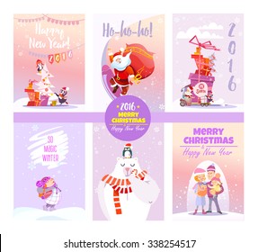 Big collection of cute christmas card templates.Winter collection.Printable cards set. Vector illustration