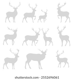 Big Collection of Deer Silhouettes in Various Poses Part 5