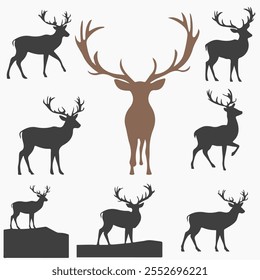 Big Collection of Deer Silhouettes in Various Poses Part 1