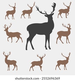 Big Collection of Deer Silhouettes in Various Poses Part 2