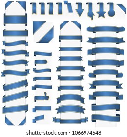 big collection of design retro banners colored blue