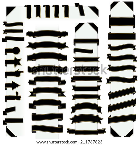 big collection of design retro banners black