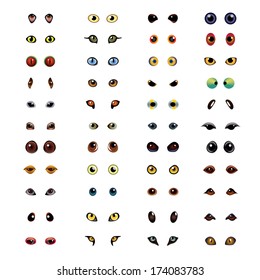 Big Collection Different Animal Eyes Vector Stock Vector Royalty Free