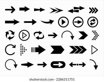 Big collection of different  arrows black icons vector illustration 