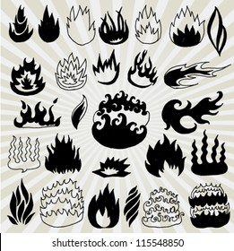 Big Collection of Different Comic Flames hand Drawn