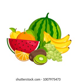 Big collection of different fresh fruit