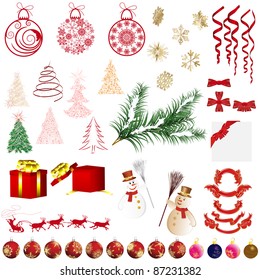 Big collection of different vector Christmas elements for design use