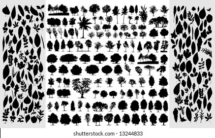 Big collection of different vector trees and leafs