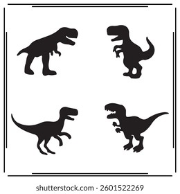 A big collection of Dinosaur silhouette set, Dinosaur silhouette logo isolated on white background.
