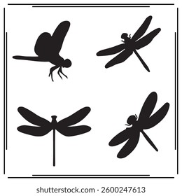 
A big collection of  Dragonfly silhouette set,  Dragonfly  silhouette logo isolated on white background.