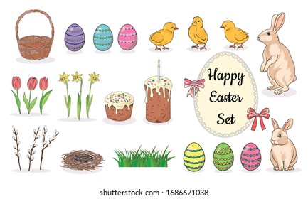 Big collection of easter eggs,animals and flowers