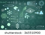 Big collection of elements, symbols and schemes of physics, chemistry and sacred geometry. The science theme. 