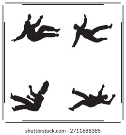 Una gran colección de conjunto de silueta de hombre negro caída, logotipo de silueta de hombre negro caída aislado sobre fondo blanco.		
			