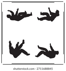 Una gran colección de conjunto de silueta de hombre negro caída, logotipo de silueta de hombre negro caída aislado sobre fondo blanco.			