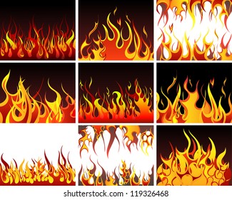 Big collection of fire elements. Fully editable EPS 8 vector illustration.