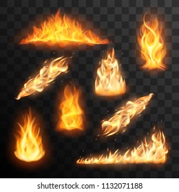 Set Realistic Burning Fire Flames Vector Stock Vector (Royalty Free ...