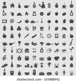 Big collection of food icons. Vector