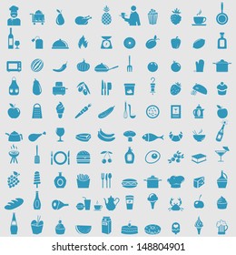 Big collection of food icons. Vector 