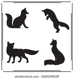 A big collection of Fox silhouette set, Fox silhouette logo isolated on white background.