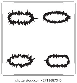 Una gran colección de marco, conjunto de silueta, marco, logotipo de silueta aislado sobre fondo blanco.