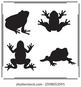 A big collection of Frog silhouette set, Frog silhouette logo isolated on white background.