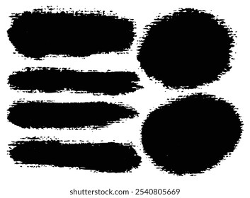 Big collection of grunge badge brush, ink brush strokes, lines, box, dirt artistic elements. Rectangle brushes black paint ink stroke frame vector round brush set. Arc brush stroke paint boxes 